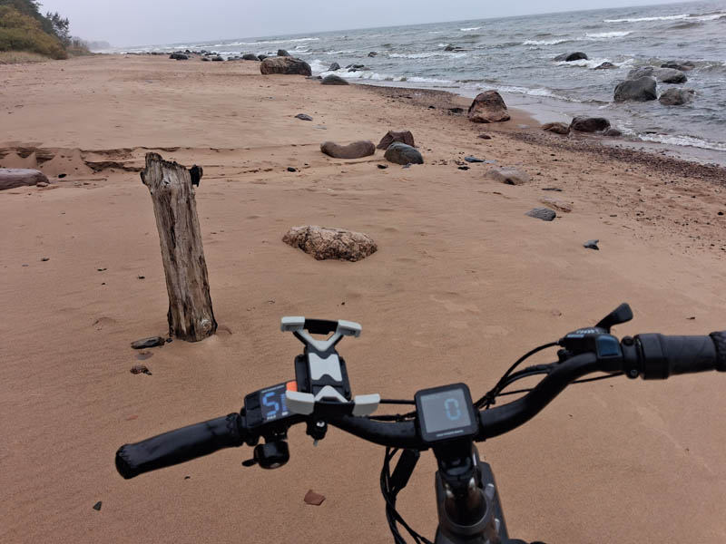 cycling along the beach with electric bikes