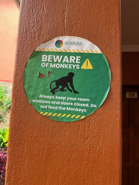Notice at Sunbird Hotel on Zomba Plateau