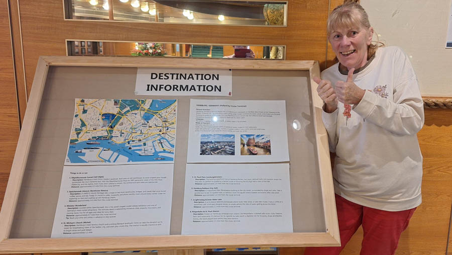Jeannine's friend Diane successfully guesses the stop in Hamburg