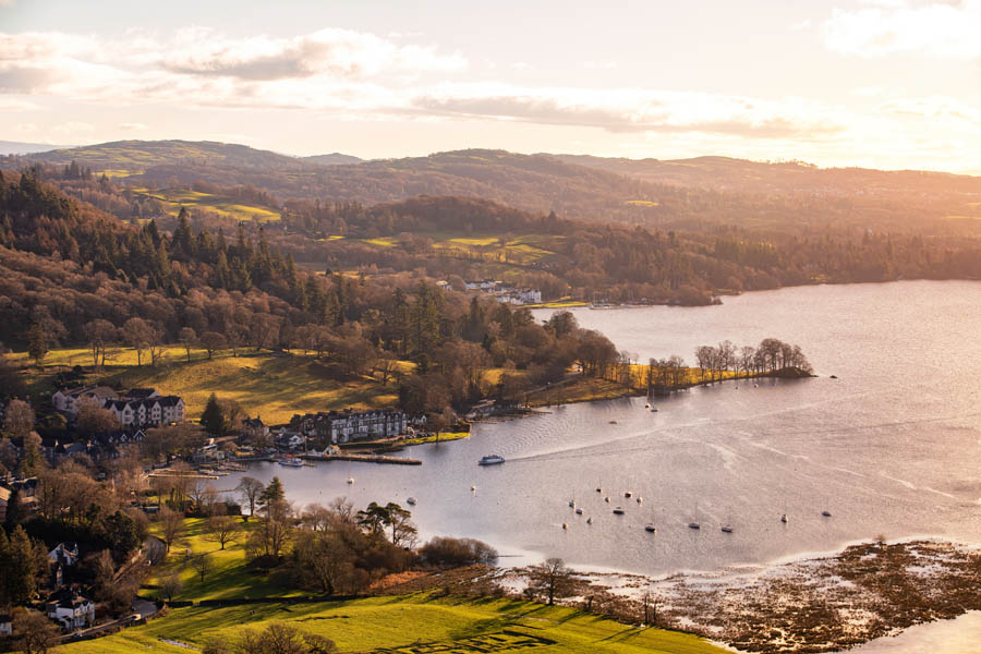 The sunrise over Lake Windermere