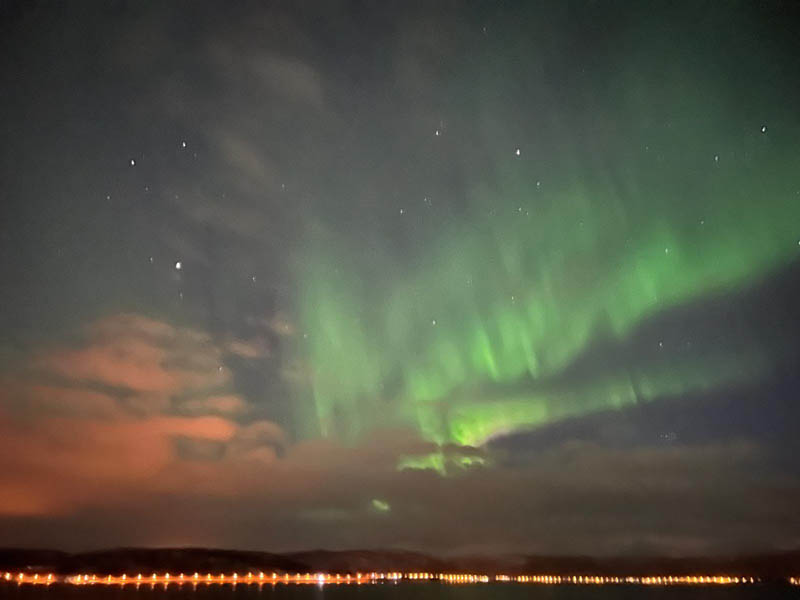 Northern lights from the ship's deck