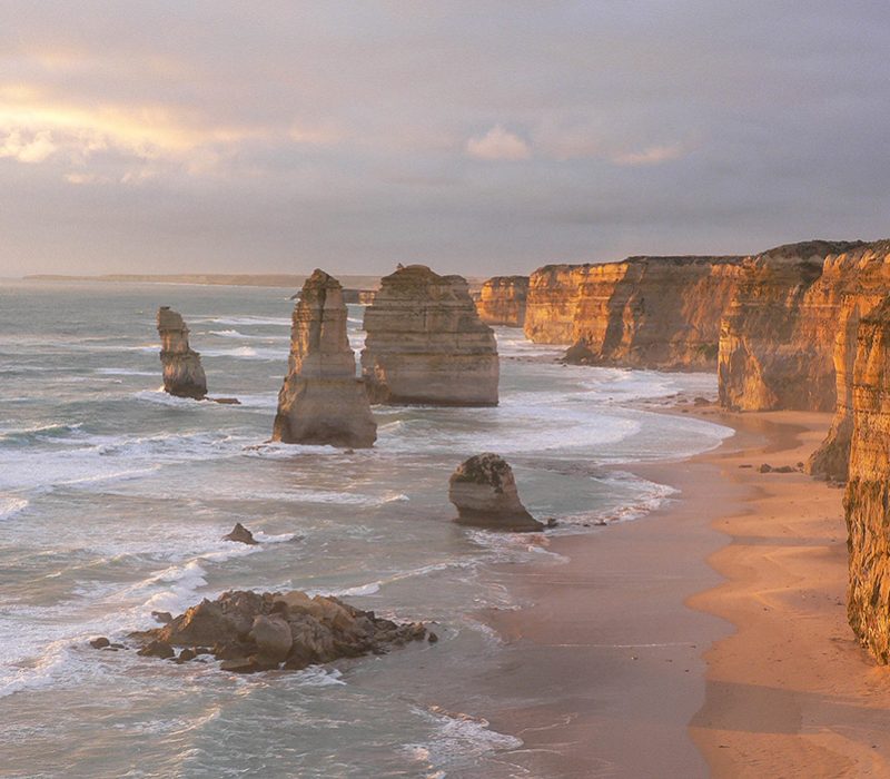 A beautiful view of 12 Apostles, Great Ocean Road during the sunset in Australia
