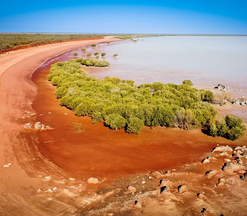 The coastline of Roebuck Bay, Broome, Western Australia, aerial