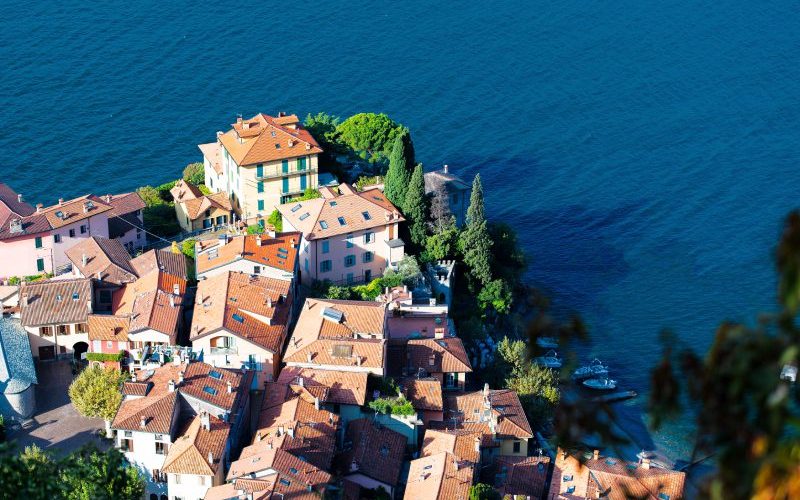 Glimpse of Varenna on Lake Como Lecco in Italy.