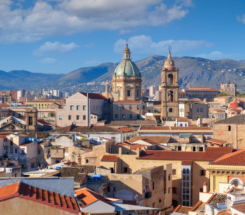 Palermo, Sicily Town Skyline with Landmarks